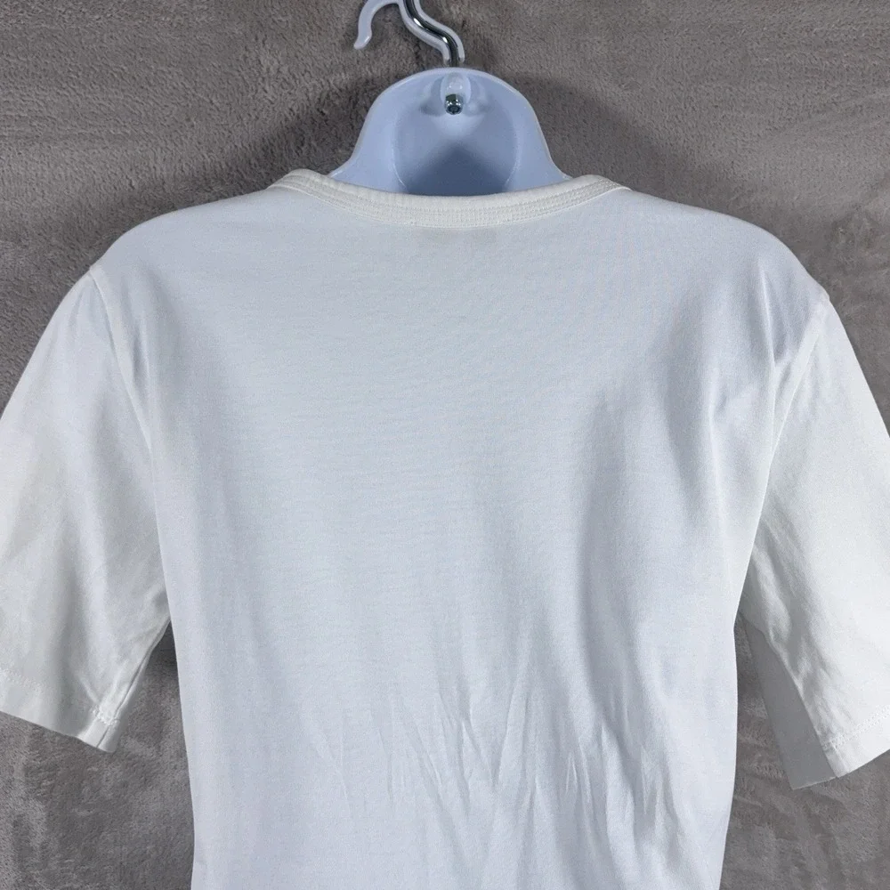 Sandro Ruffle Hem Top Womens 2 White Short Sleeve Peplum Designer Casual